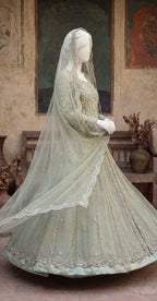Zaigham | Lehnga | Pistachio