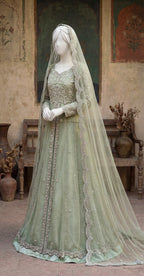 Zaigham | Lehnga | Pistachio