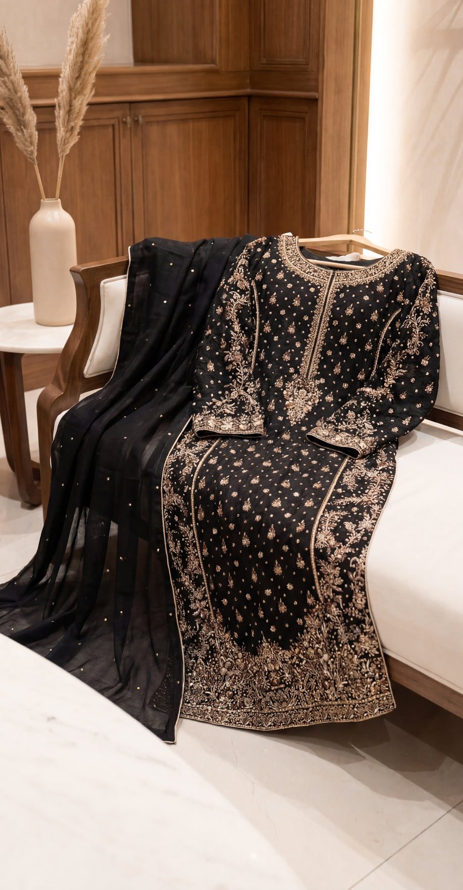 Tamanna | 3 Piece | Stitched Suit | Black