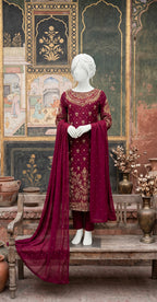 Janan | 3 Piece | Stitched Suit | Red