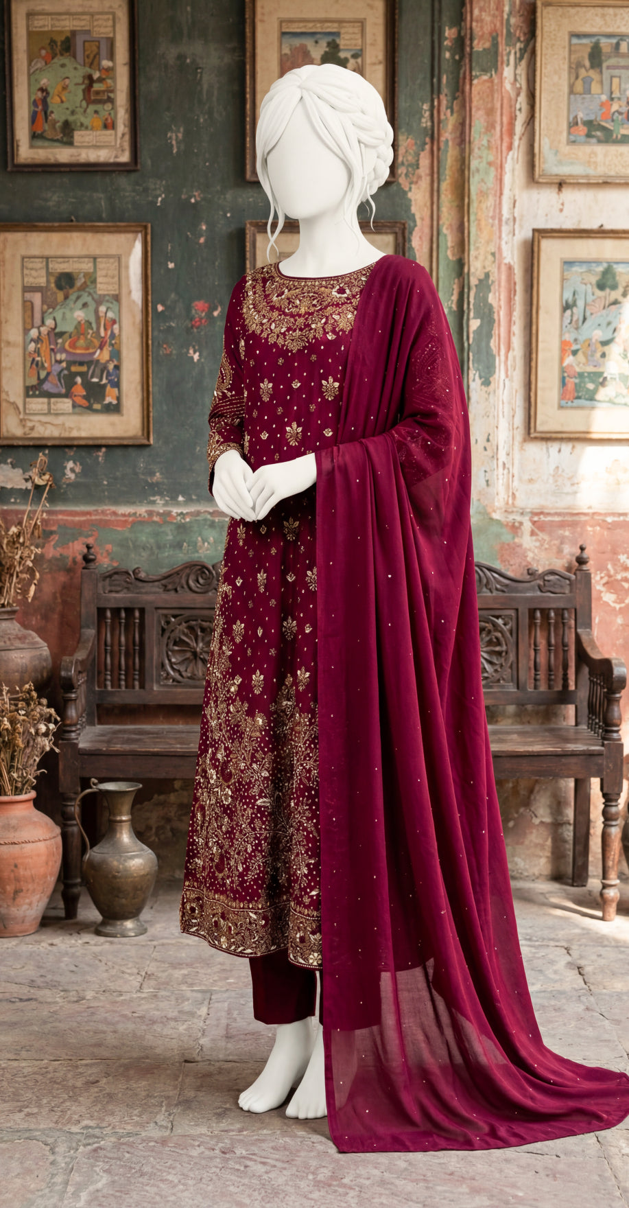 Janan | 3 Piece | Stitched Suit | Red