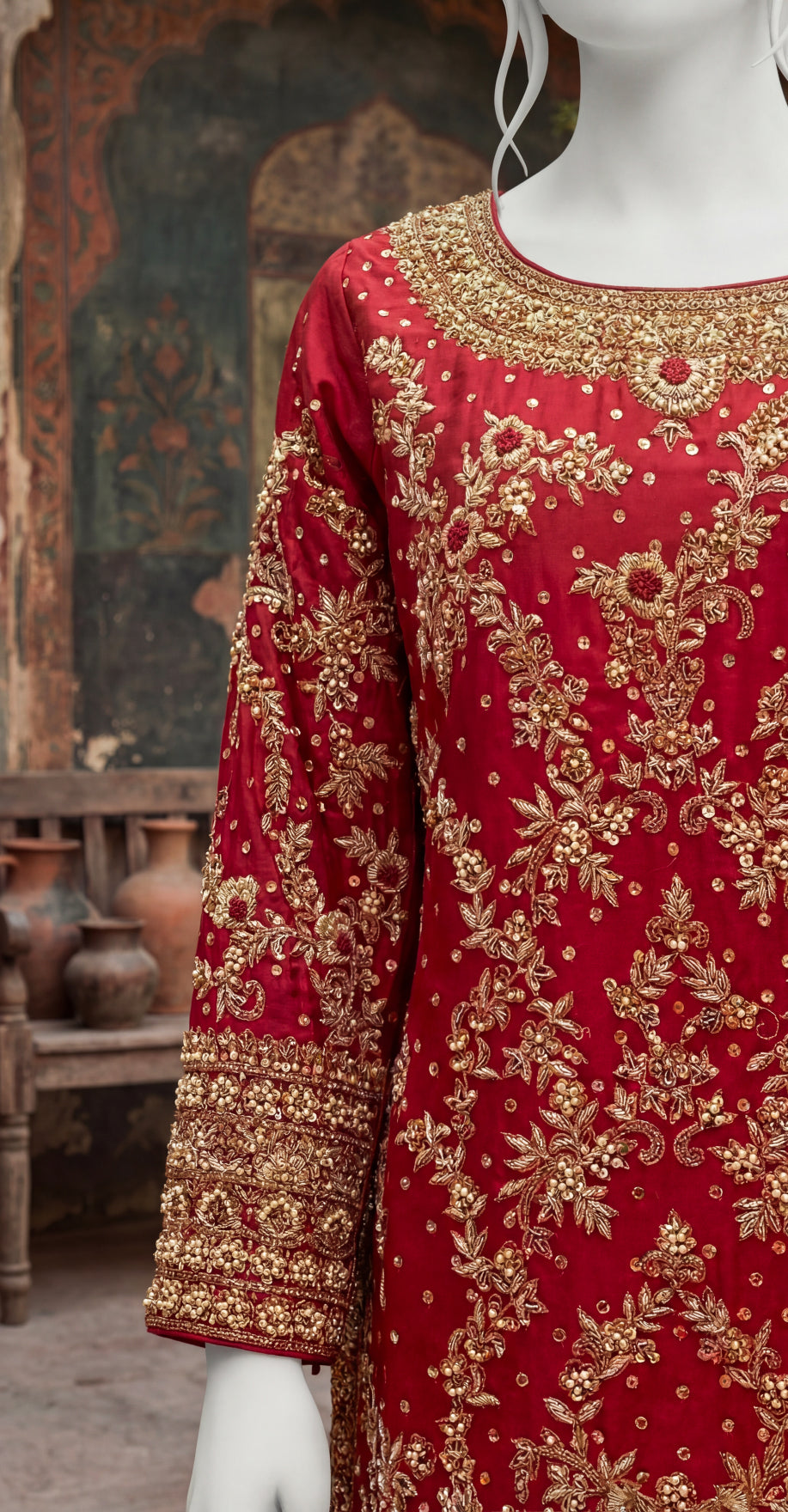 Rangrasiya | 3 Piece | Stitched Suit | Red & Multi