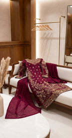 Janan | 3 Piece | Stitched Suit | Red