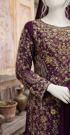 Zimmal | 3 Piece | Stitched Suit | Purple