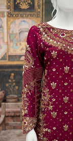 Janan | 3 Piece | Stitched Suit | Red