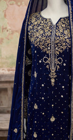 Ashnoor | 3 Piece | Stitched Suit | Navy Blue