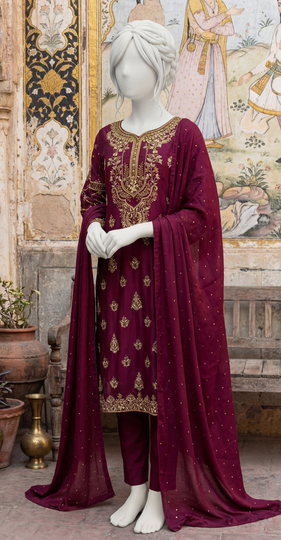 Mehfil | 3 Piece | Stitched Suit | Red