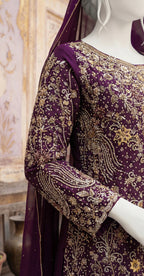 Zimmal | 3 Piece | Stitched Suit | Purple