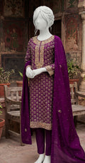Maha | 3 Piece | Stitched Suit | Purple