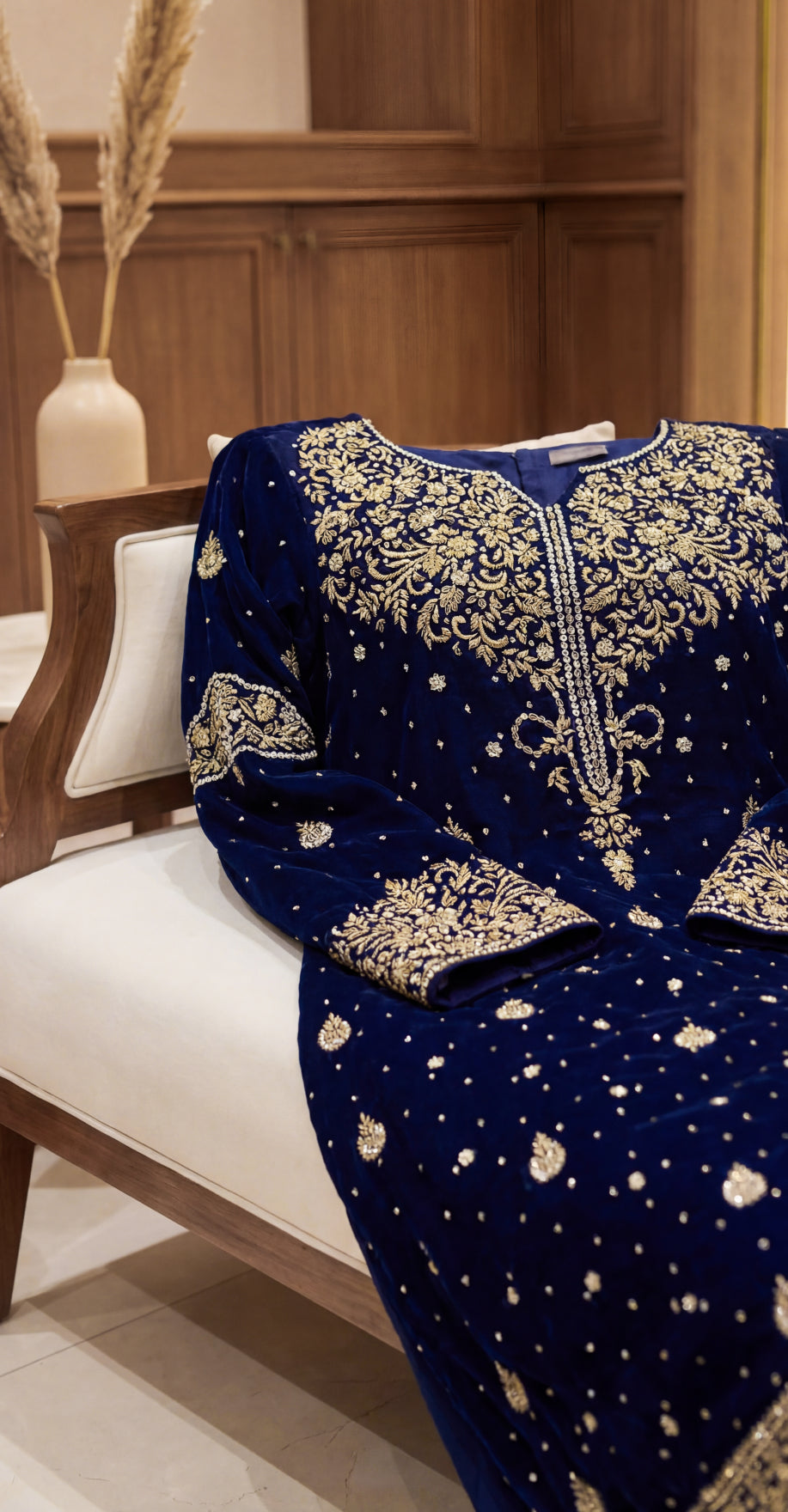 Ashnoor | 3 Piece | Stitched Suit | Navy Blue