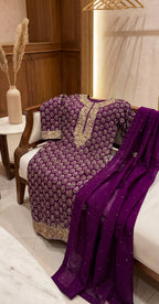 Maha | 3 Piece | Stitched Suit | Purple