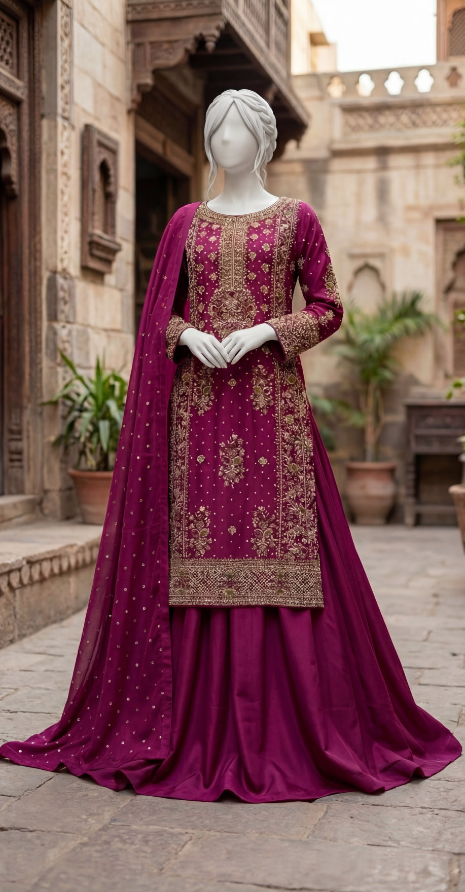 Afsana | 3 Piece | Stitched Suit | Red