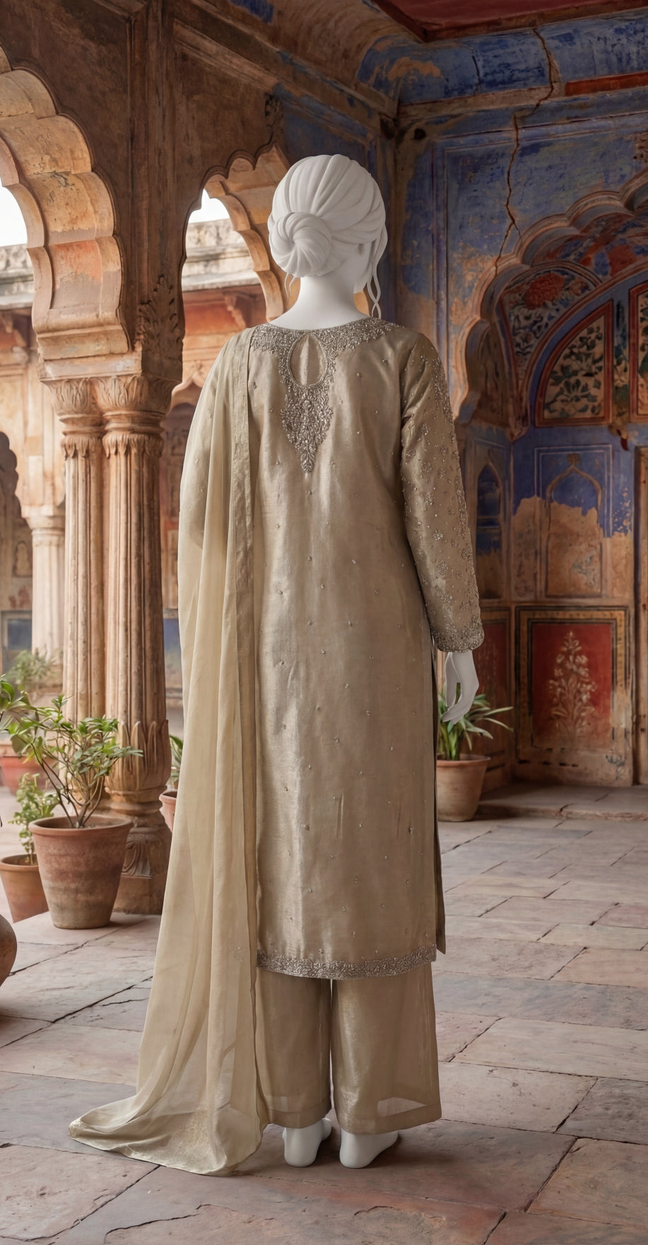 Arshiya | 3 Piece | Stitched Suit | Beige