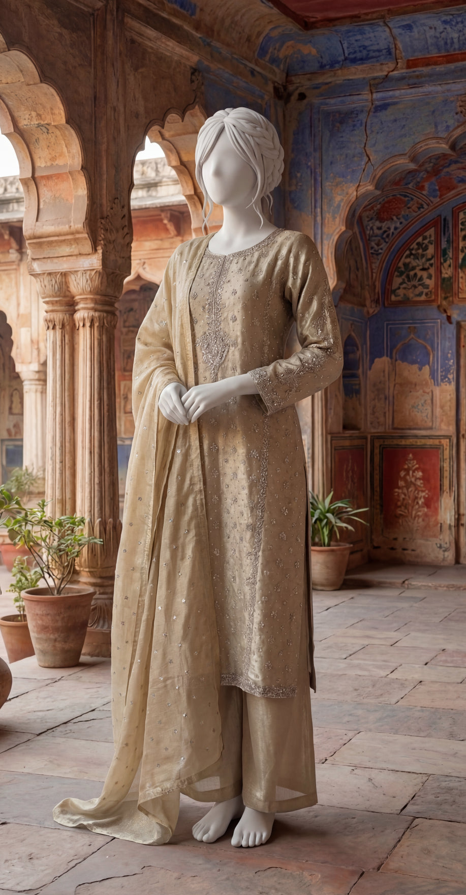 Arshiya | 3 Piece | Stitched Suit | Beige