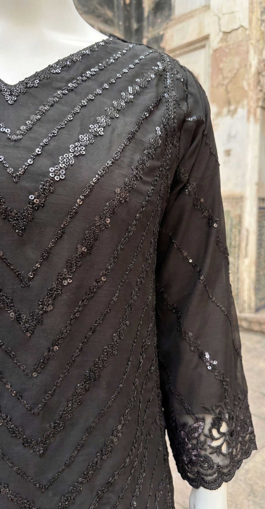 Uroosha | 3 Piece | Stitched Suit | Black