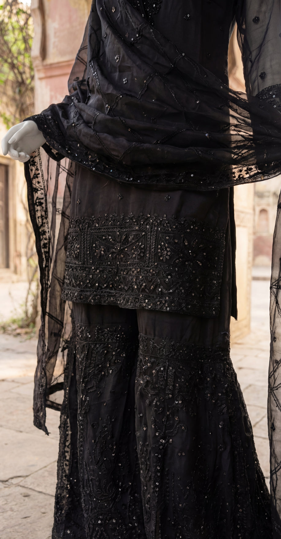 Anshara | 3 Piece | Stitched Suit | Black