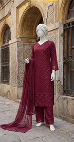 Uroosha | 3 Piece | Stitched Suit | Red