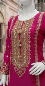 Esra | 3 Piece | Stitched Suit | Hot Pink