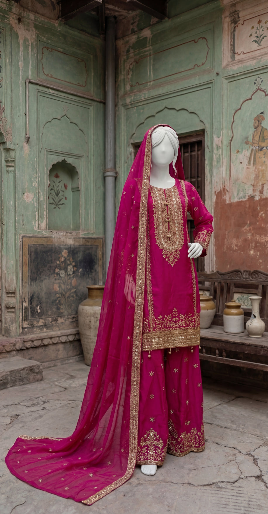 Esra | 3 Piece | Stitched Suit | Hot Pink