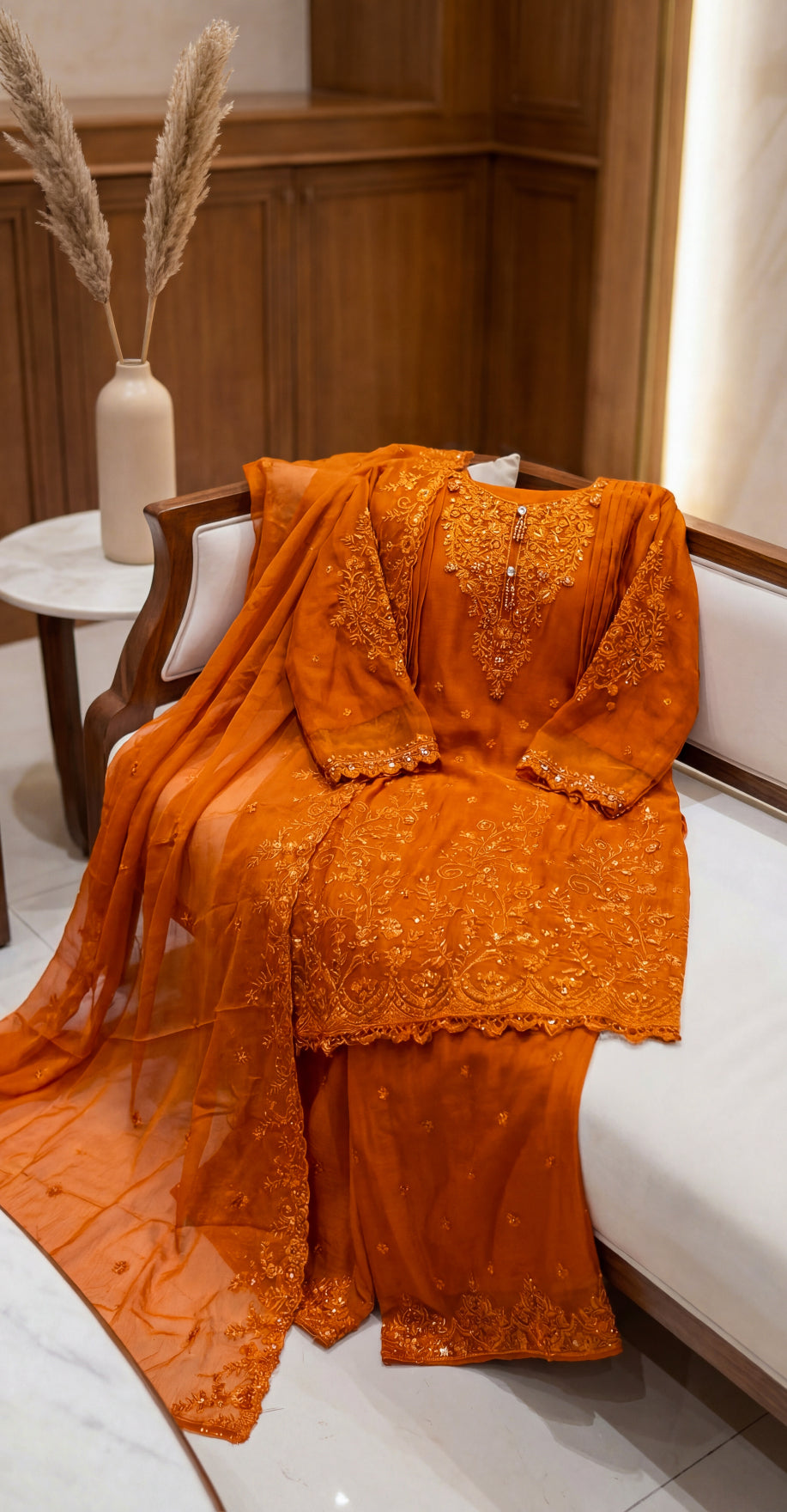 Muskaan | 3 Piece | Stitched Suit | Orange