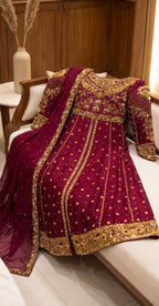 Makhmal | Farshi Lehenga | Red