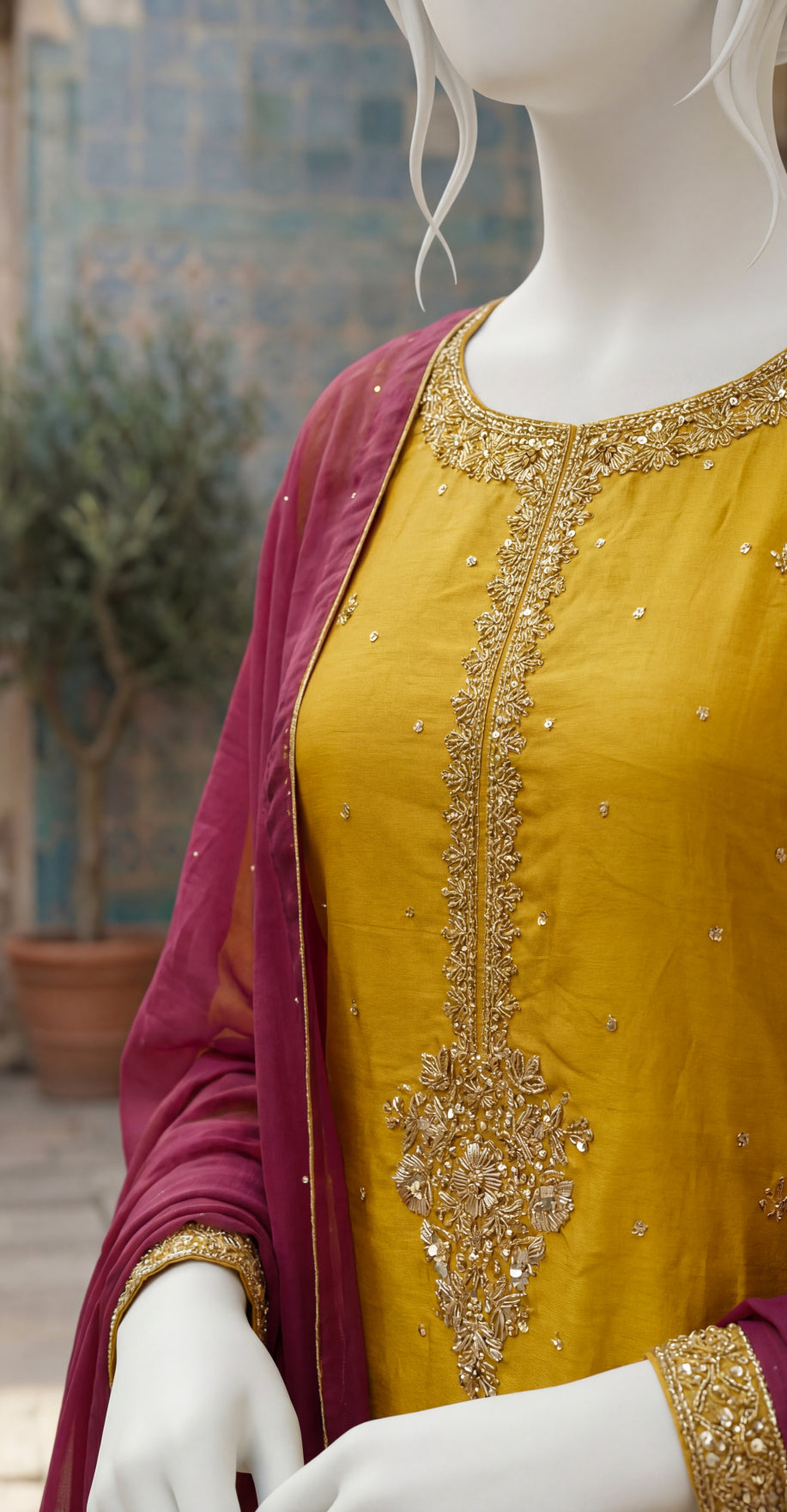 Suhoor | 3 Piece | Stitched Suit | Yellow & Red
