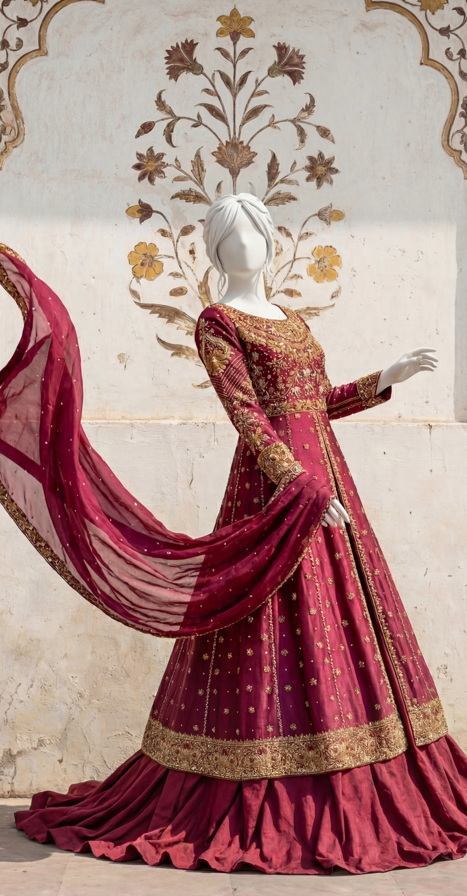 Makhmal | Farshi Lehenga | Red