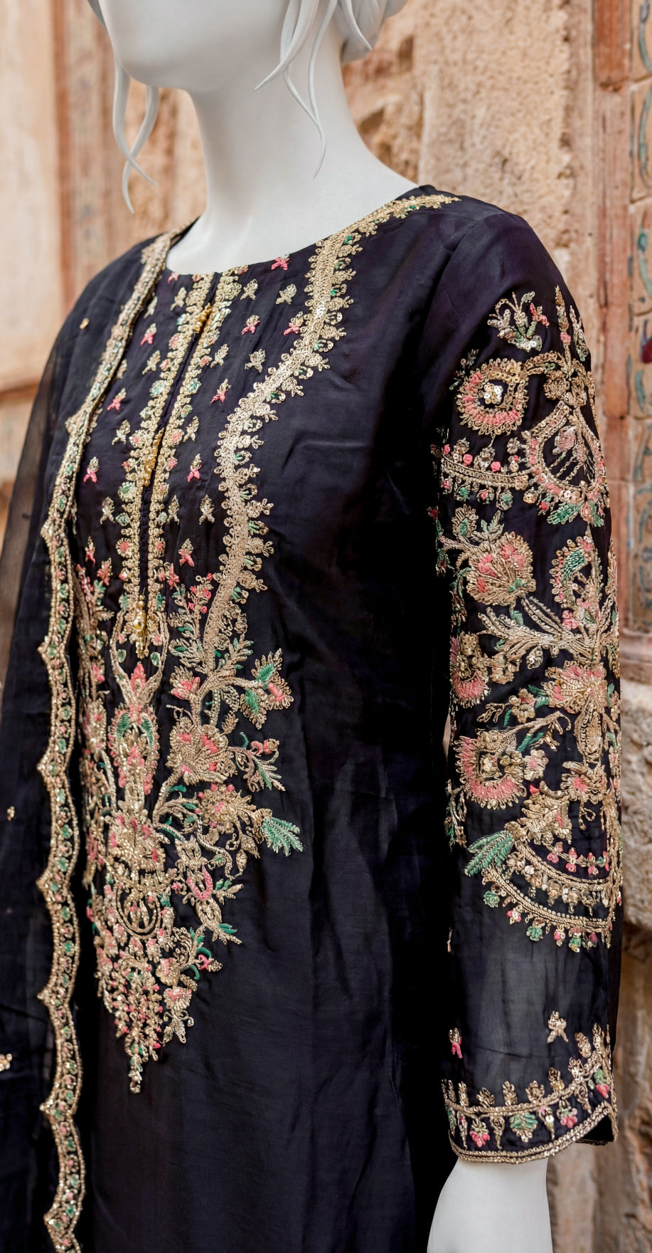 Chahat | 3 Piece | Stitched Suit | Black