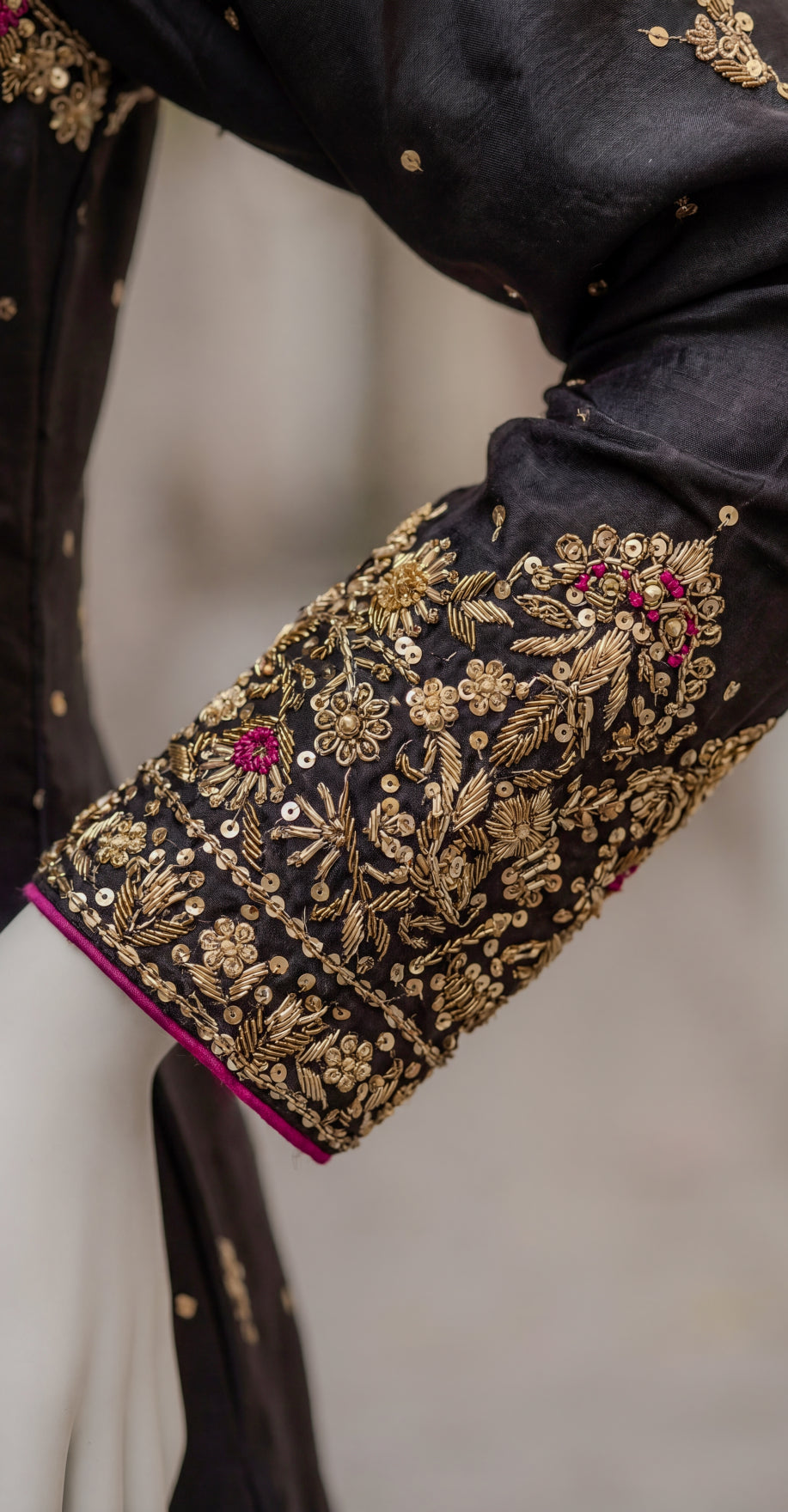 Chunar | 3 Piece | Stitched Suit | Black & Pink