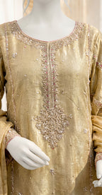 Soviya| 3 Piece | Stitched Suit | Golden