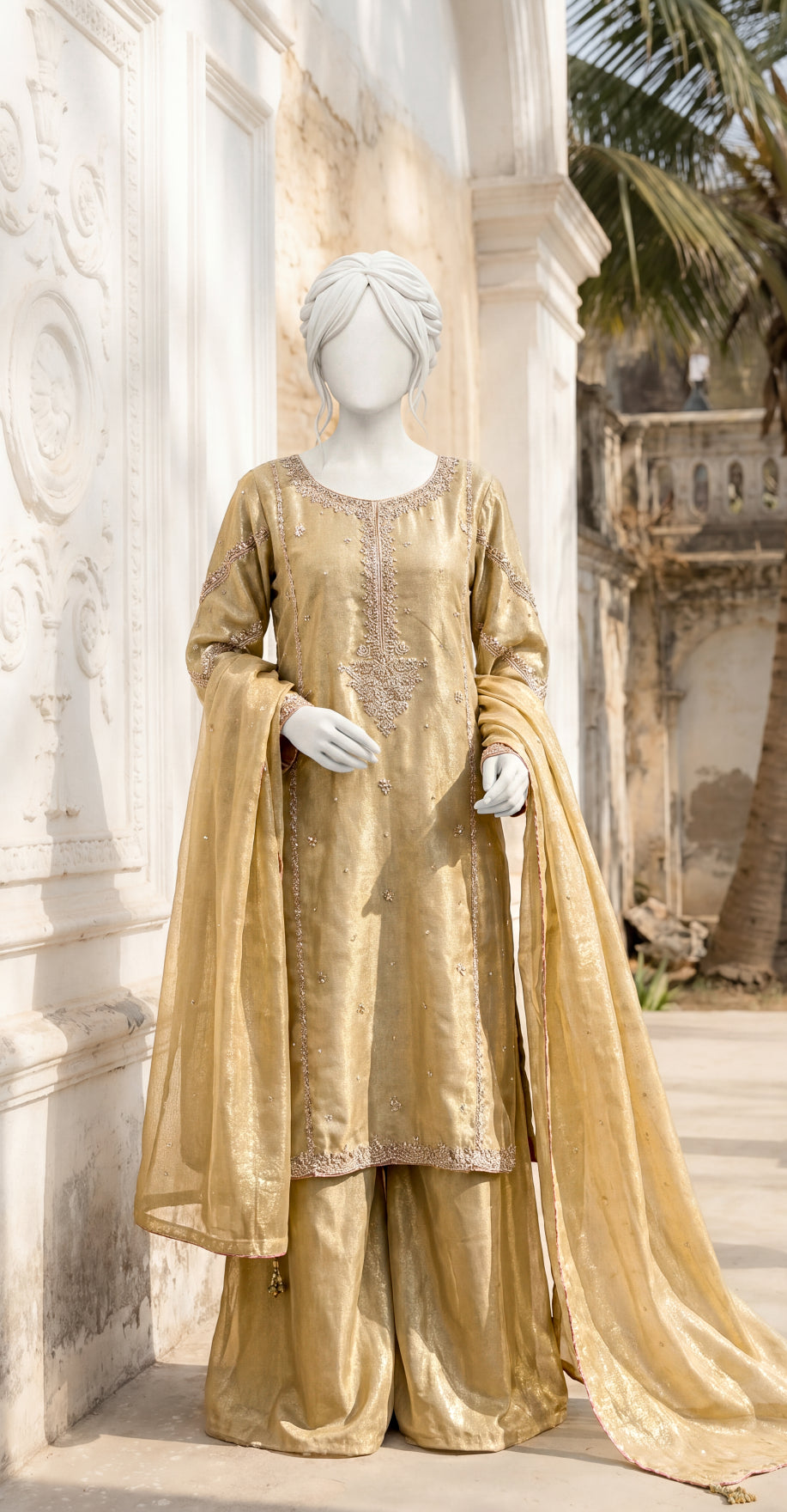 Soviya| 3 Piece | Stitched Suit | Golden