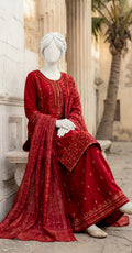 Mohala | 3 Piece | Stitched Suit | Red