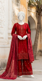 Mohala | 3 Piece | Stitched Suit | Red