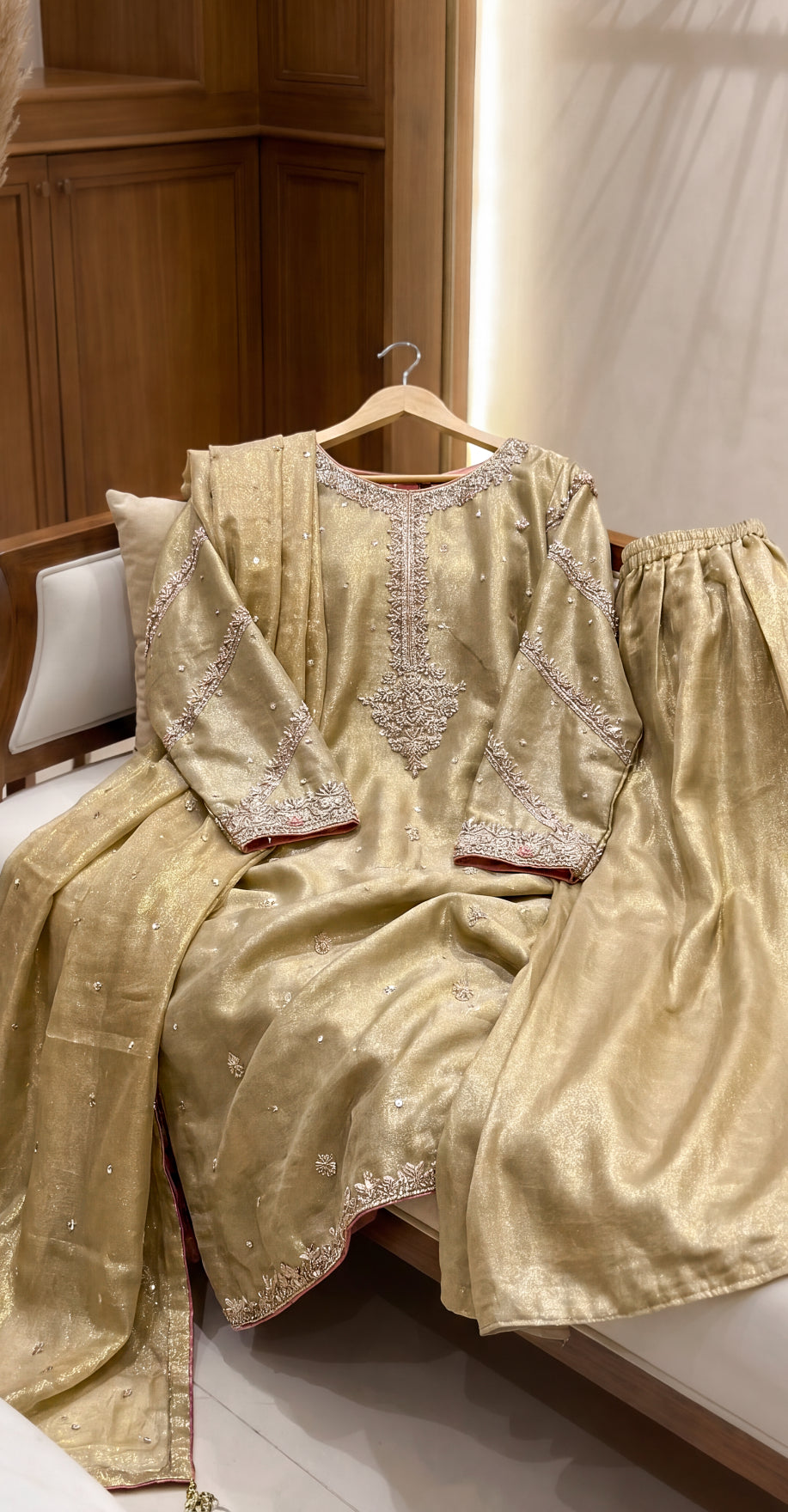 Soviya| 3 Piece | Stitched Suit | Golden