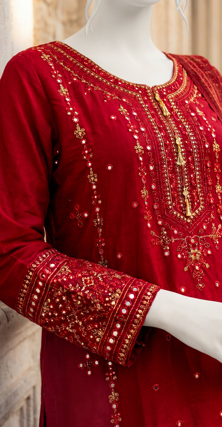Mohala | 3 Piece | Stitched Suit | Red