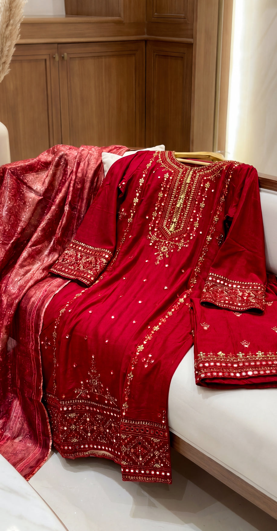 Mohala | 3 Piece | Stitched Suit | Red