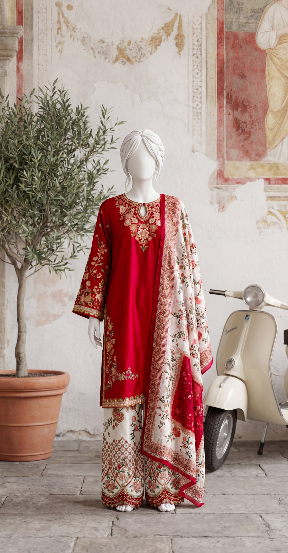 Samaha | 3 Piece | Stitched Suit | Ruby Pink