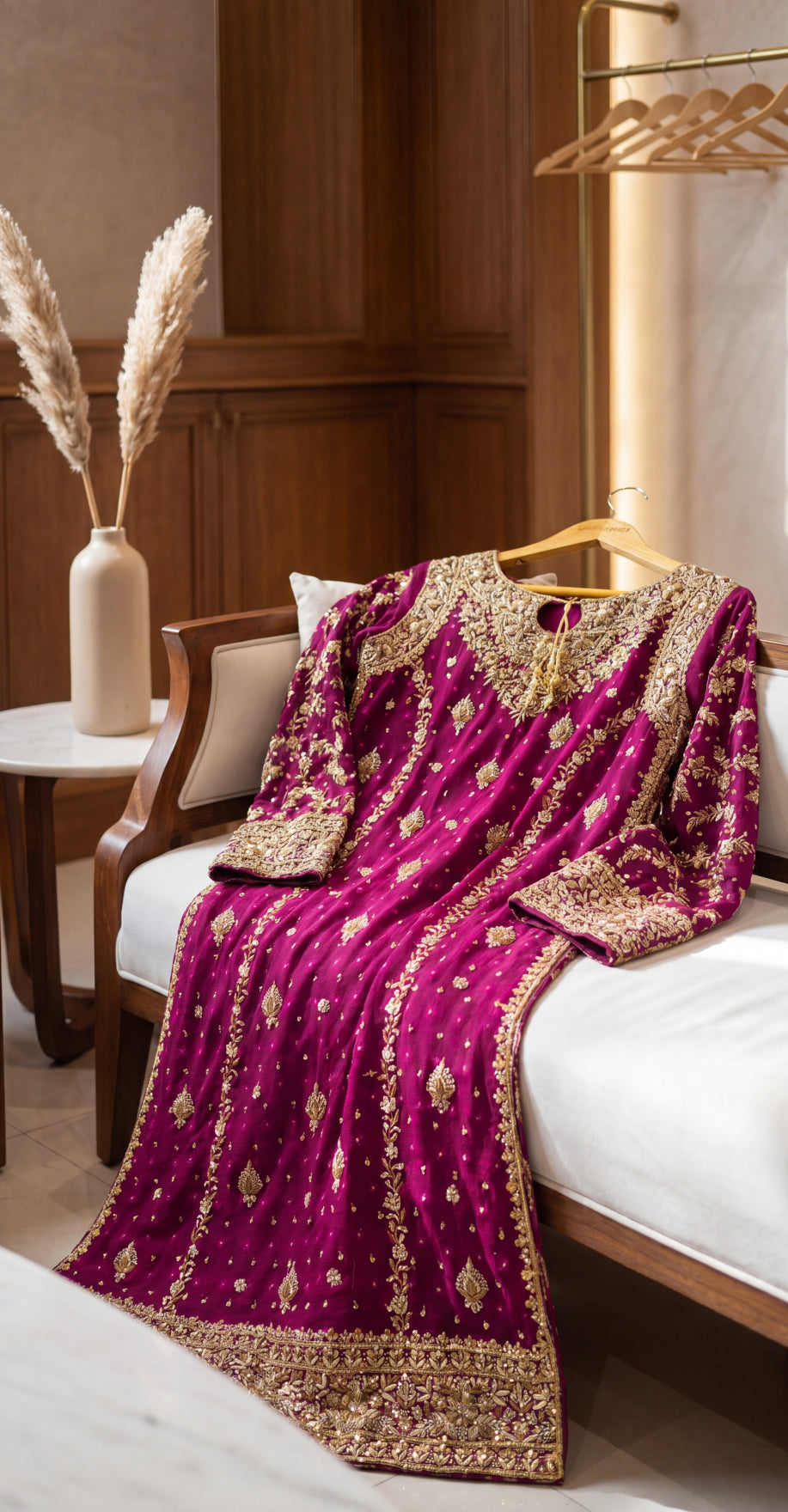 Gulfaam | 3 Piece | Stitched Suit | Magenta