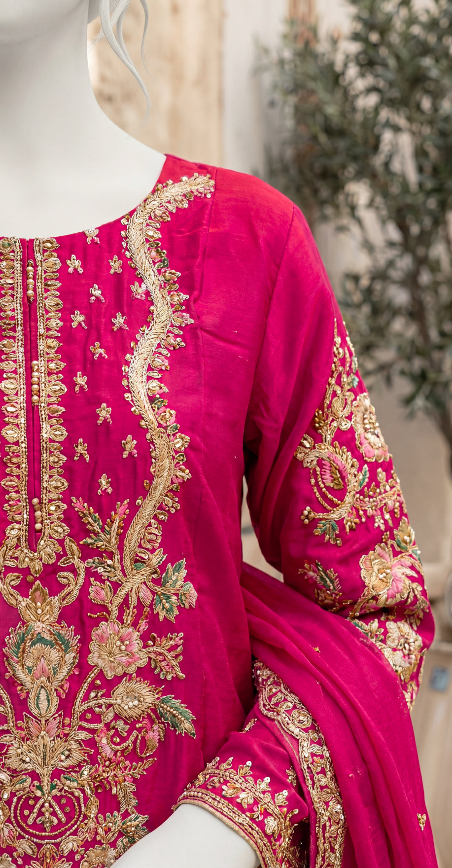 Jessica | 3 Piece | Stitched Suit | Hot Pink