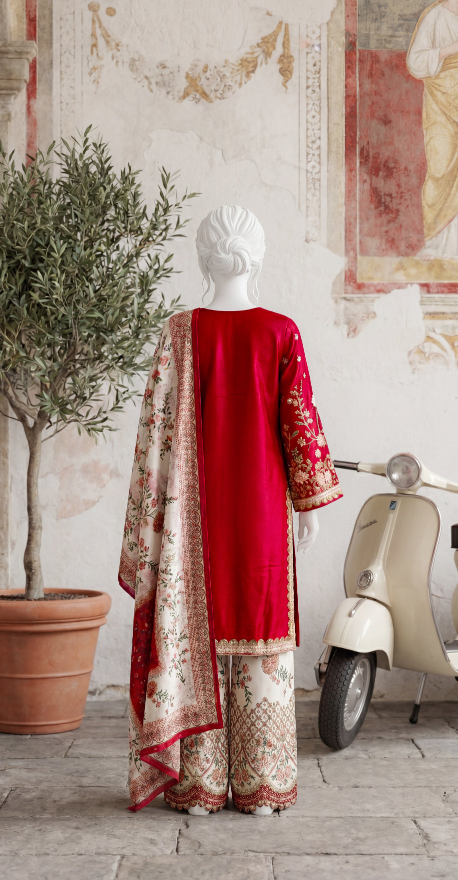 Samaha | 3 Piece | Stitched Suit | Ruby Pink
