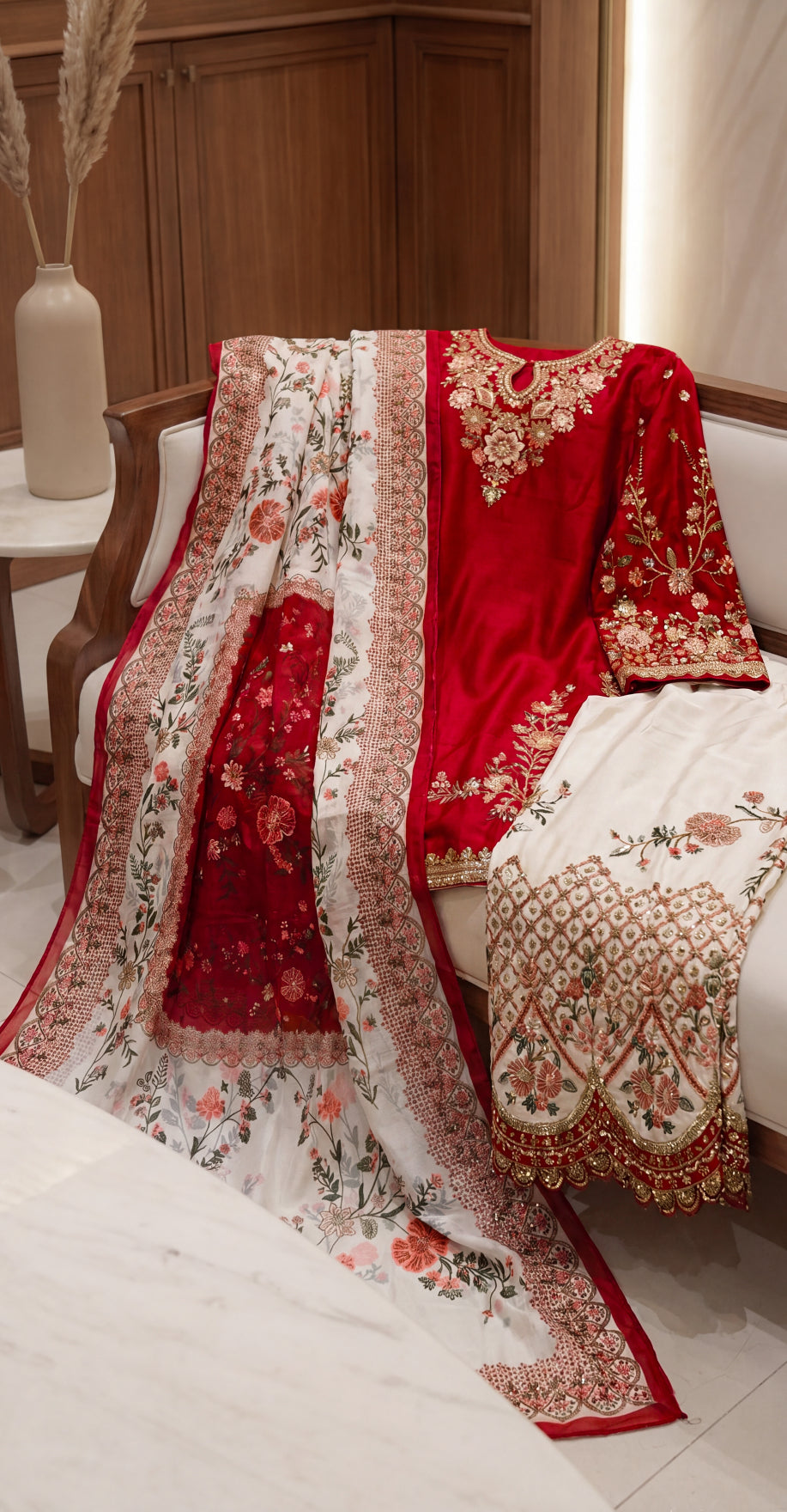 Samaha | 3 Piece | Stitched Suit | Ruby Pink