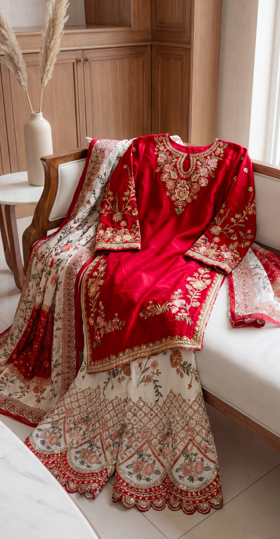 Samaha | 3 Piece | Stitched Suit | Ruby Pink