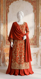 Farasat | Lehenga | Orange