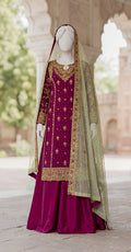 Gulfaam | 3 Piece | Stitched Suit | Magenta