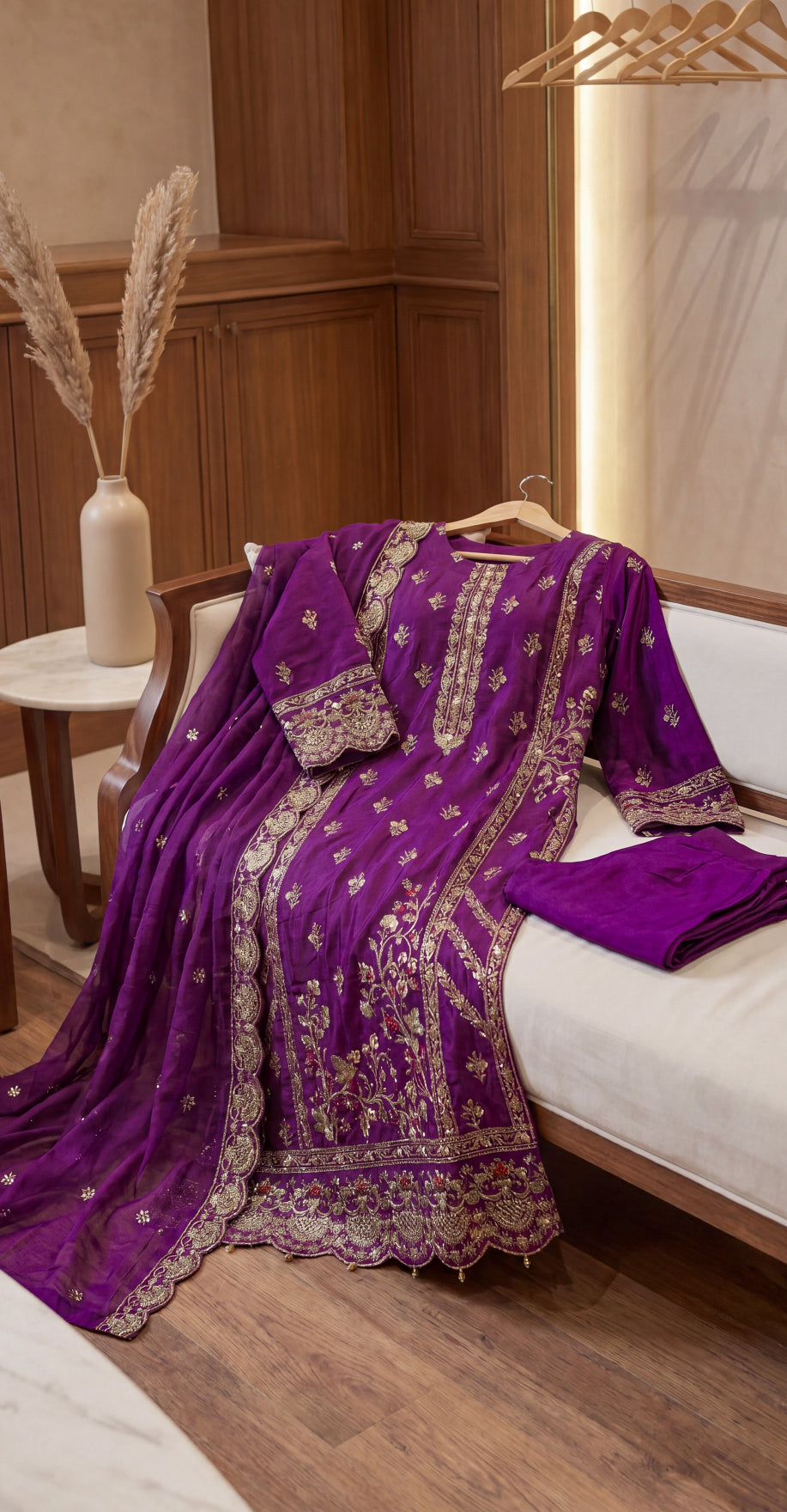 Shania | 3 Piece | Stitched Suit | Magenta