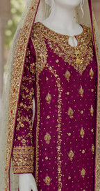Gulfaam | 3 Piece | Stitched Suit | Magenta