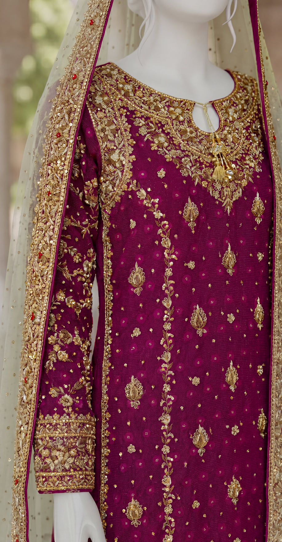 Gulfaam | 3 Piece | Stitched Suit | Magenta