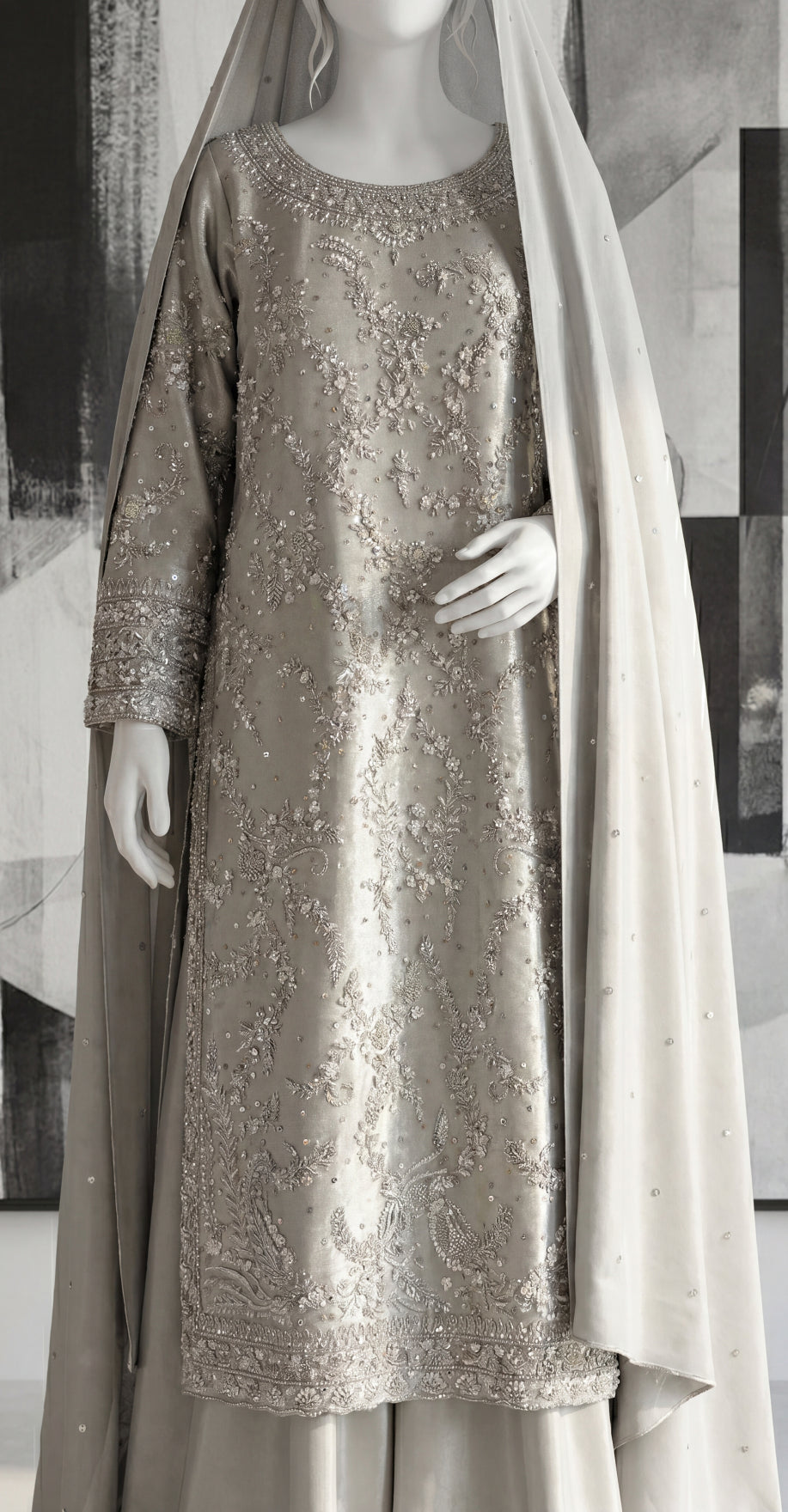 Ujala | 3 Piece | Stitched Suit | Ivory