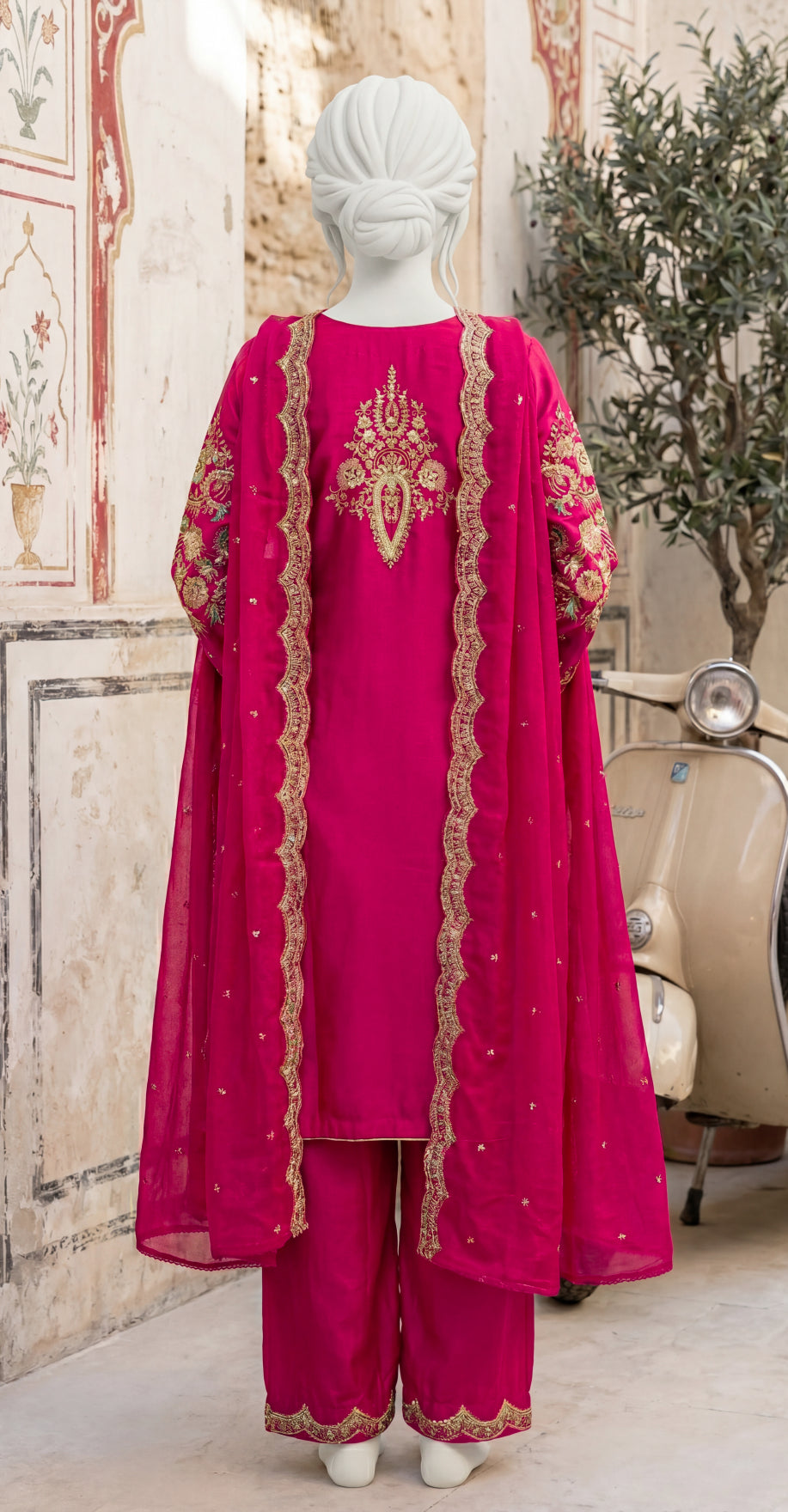 Jessica | 3 Piece | Stitched Suit | Hot Pink
