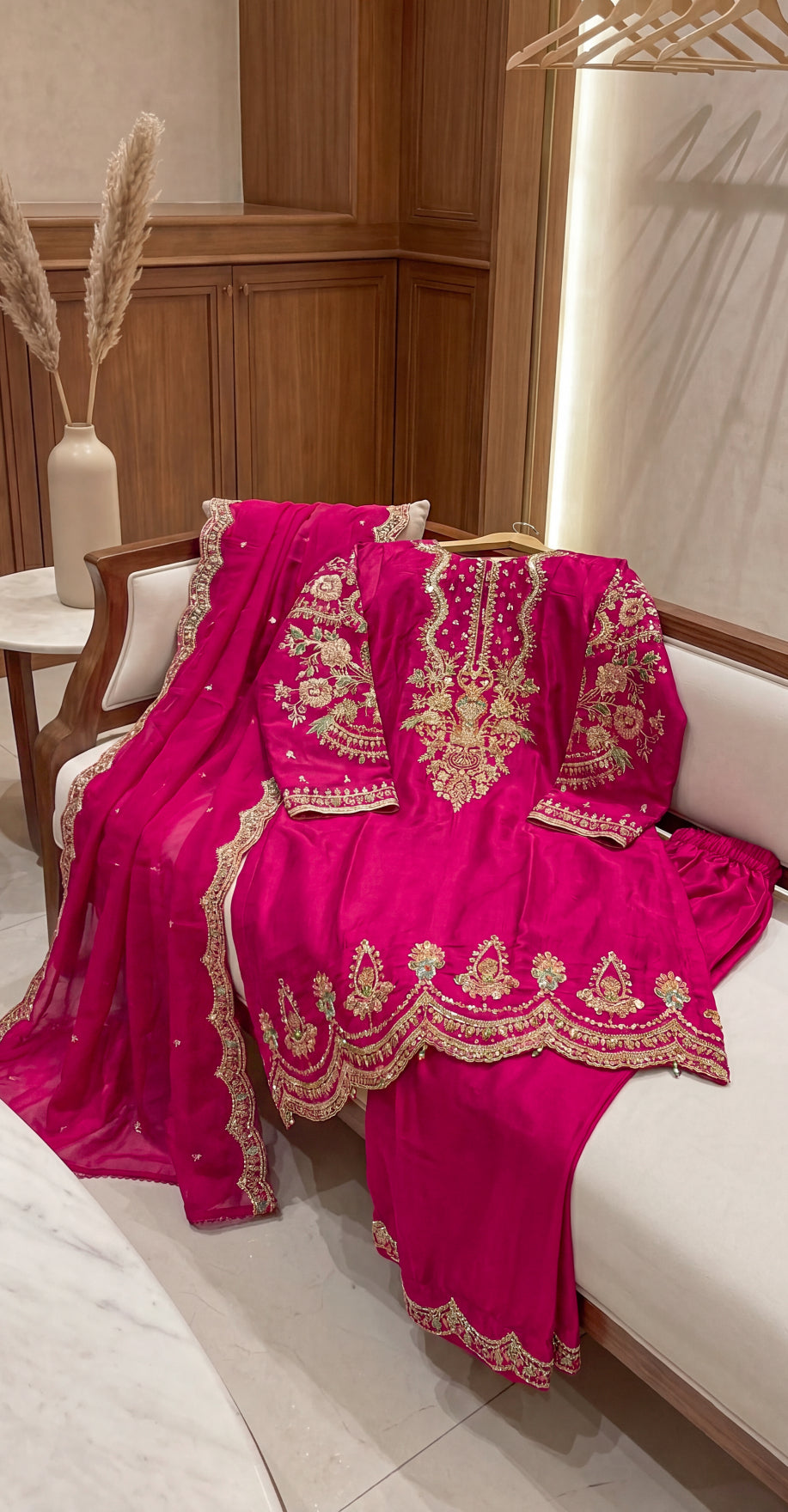 Jessica | 3 Piece | Stitched Suit | Hot Pink